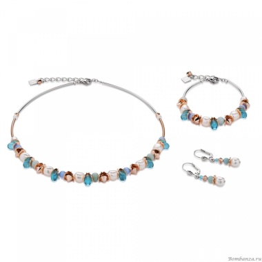 Серьги Coeur de Lion, Turquoise & Crystal Pearls by Swarovski®, 4863/20-0600