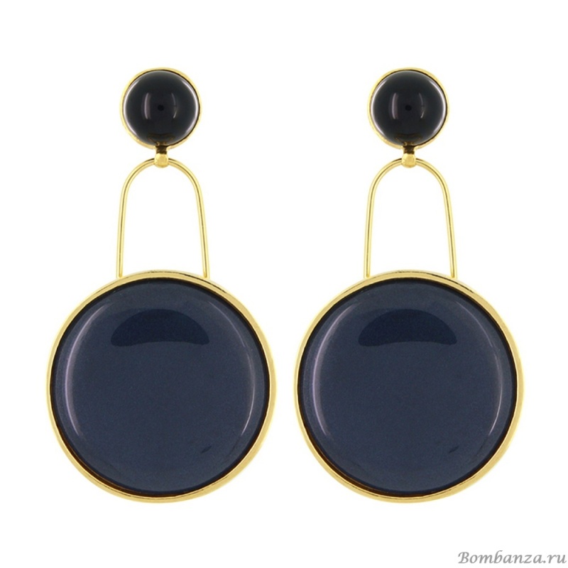 Серьги TARATATA, Instinct, со смолой, слюдяной пудрой и ониксом, TT-H25-10983-204 синий