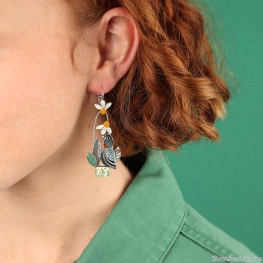 Серьги TARATATA, Le facteur, цветная смола, блестки, слюдяная пудра, TT-T25-01703-10M серебристый