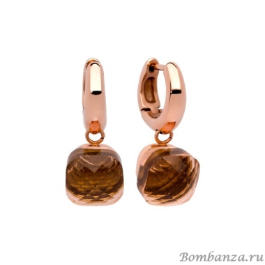Серьги Qudo, Firenze smoked topaz 300146 BR/RG Серьги Qudo, Firenze smoked topaz 300146 BR/RG