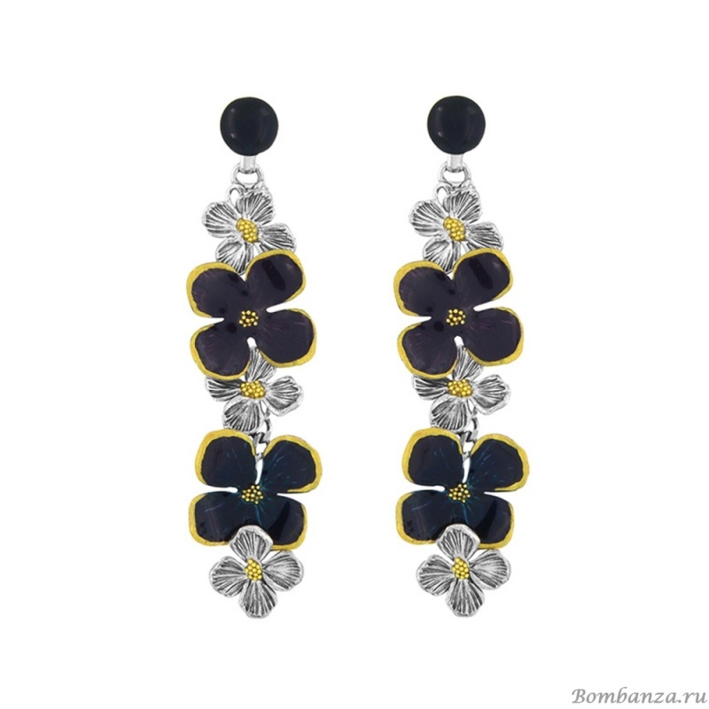 Серьги TARATATA, Hortensia, смола, золотая краска, микрошарики, TT-H25-13910-109 фиолетовый