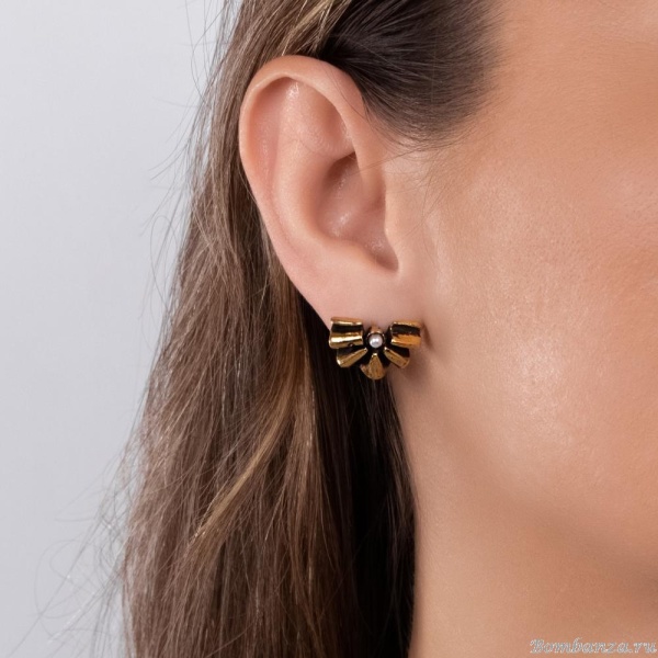 Серьги Alcozer&J, с жемчугом, AL2406-O38AG24 золотистый