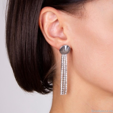 Серьги Moon Paris, Ringo, с кристаллами, MR-22.03-063 серый Серьги Moon Paris, Ringo, с кристаллами, MR-22.03-063 серый