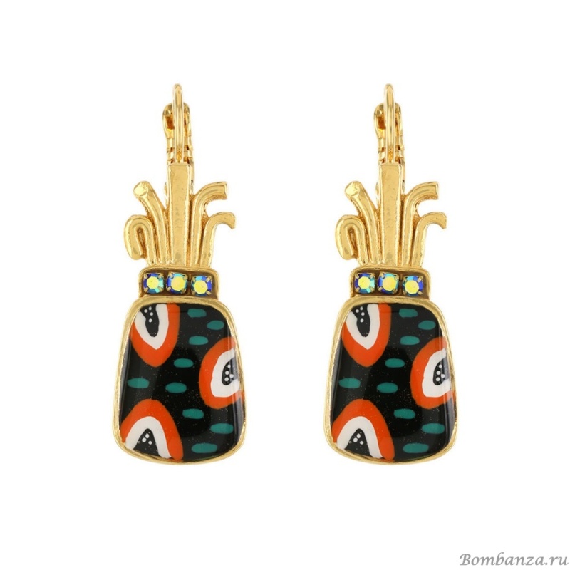 Серьги TARATATA, Awa, со стразами и цветной смолой, TT-E23-12701-20M золотистый