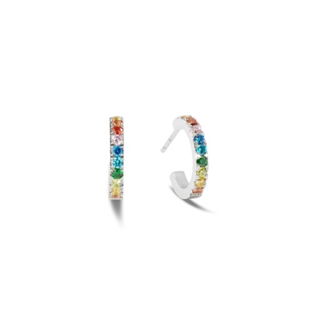 Серьги Coeur de Lion, Hoop Multicolour Silver 15мм, 0146/23-1517