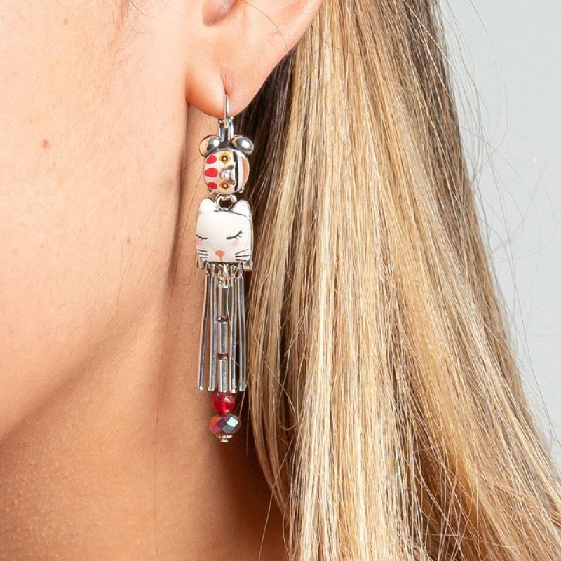 Серьги Taratata, Wake up!, серебристые, с цветной эмалью и кристаллами, TT-E20-19724-105 Серьги Taratata, Wake up!, серебристые, с цветной эмалью и кристаллами, TT-E20-19724-105