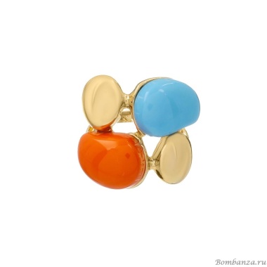 Кольцо Moon Paris, с цветными акриловыми вставками, Mo-Y24.06-007 оранжевый, 18