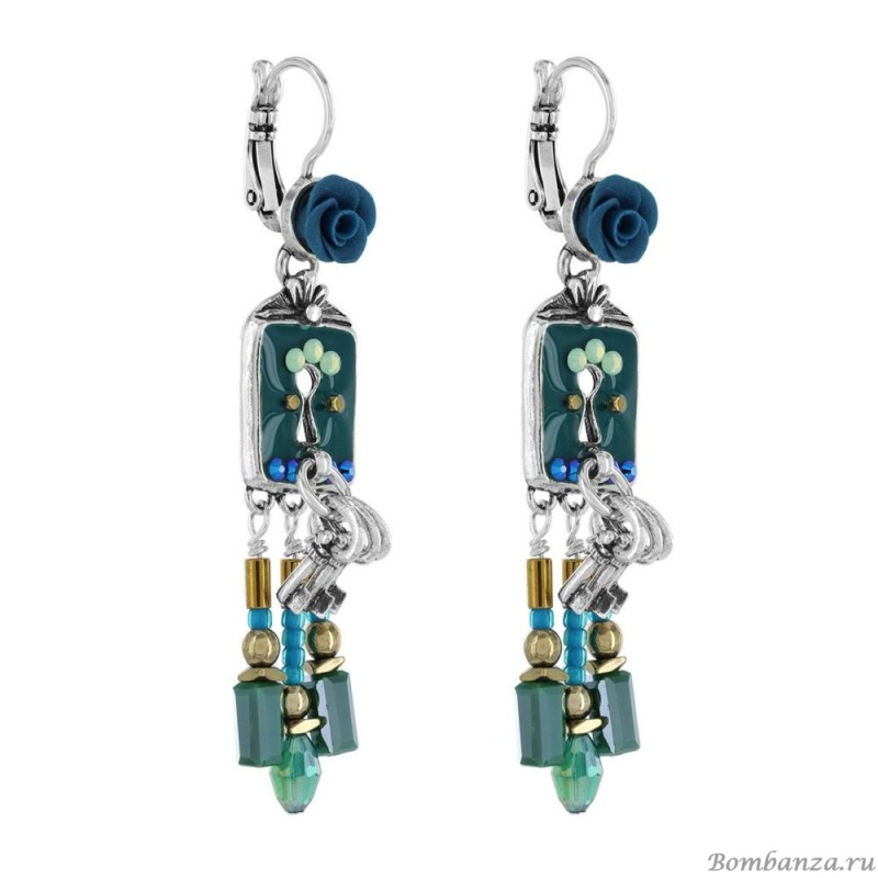 Серьги TARATATA, Baker street, со смолой,стеклянными бусинами, стразами, TT-W23-02714-104 синий Серьги TARATATA, Baker street, со смолой,стеклянными бусинами, стразами, TT-W23-02714-104 синий