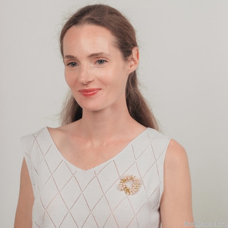 Брошь Венок Natural pearl, XR05330A2 G