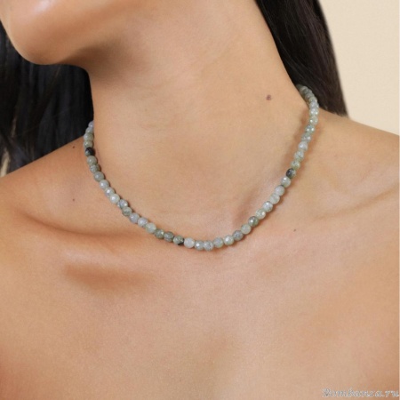 Колье Nature Bijoux, Eclipse, эбеновое дерево, лабрадорит, перламутр, NB25.2-15-43533 серый