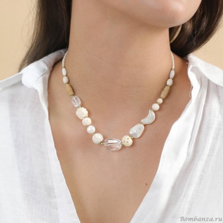 Колье Nature Bijoux, Pondichery, агат,кость,говлит,горный хрусталь,жемчуг, NB24.1-15-43053 белый Колье Nature Bijoux, Pondichery, агат,кость,говлит,горный хрусталь,жемчуг, NB24.1-15-43053 белый
