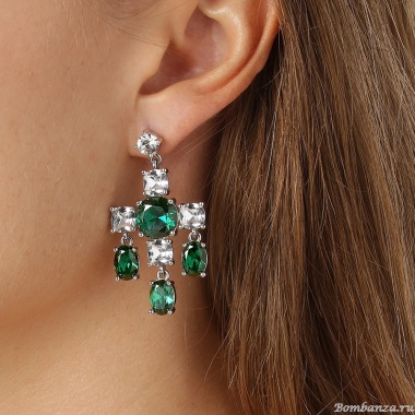 Серьги Dyrberg Kern, LEONORA SS EMERALD GREEN / CRYSTAL, 430072 Серьги Dyrberg Kern, LEONORA SS EMERALD GREEN / CRYSTAL, 430072
