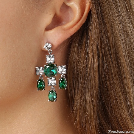Серьги Dyrberg Kern, LEONORA SS EMERALD GREEN / CRYSTAL, 430072