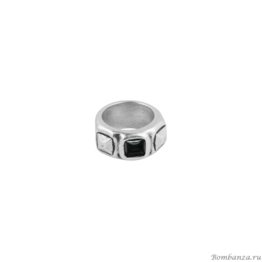 Кольцо Ciclon, Kubik Stile, металл, с муранским стеклом, CN-243502 черный, 18