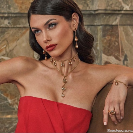 Колье VIDDA, Drop, с кристаллами Swarovski, VD23.2-01747 янтарный