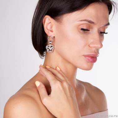 Серьги Moon Paris, Ringo, с крученой подвеской в форме бабочки, MR-22.03-042 серебристый Серьги Moon Paris, Ringo, с крученой подвеской в форме бабочки, MR-22.03-042 серебристый