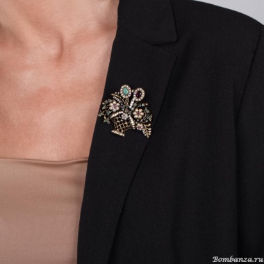 Брошь Alcozer&J, жемчуг, гранат,изумруд, рубин,Swarovski, AL-S3718C золотистый Брошь Alcozer&J, жемчуг, гранат,изумруд, рубин,Swarovski, AL-S3718C золотистый