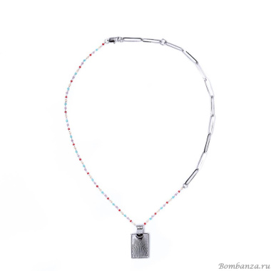 Колье Moon Paris, Ringo, бирюза, коралл, яшма, MR-22.03-022 серебристый