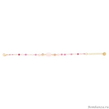 Браслет Franck Herval, Loulou, агат, жад, розовый кварц, Swarovski, FH25.1-13-72971 розовый