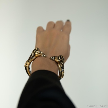 Браслет Polina Firenze, кафф, лошадь с кристаллами и эмалью, PF25.2-BR4321 золотистый