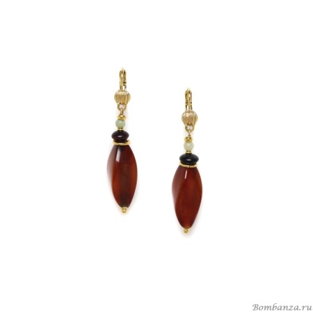 Серьги Nature Bijoux, Okinawa, с амазонитом и рогом, NB23.2-12-78676 коричневый