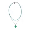 Колье Lanzerotti, Verde, двойное, с крестом и кристаллами, LZ-24.12-572 зеленый