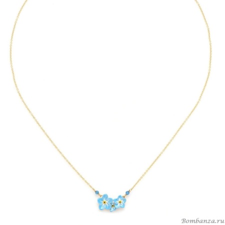 Колье Franck Herval, Neela, незабудки с агатом и цветной эмалью, FH24.2-15-64191 голубой