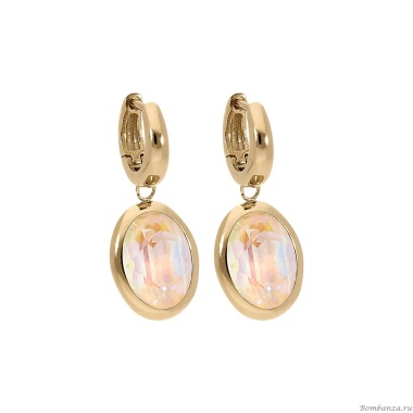 Серьги Qudo, Creole TIVOLA small G ivory cream delite, 310699 BW/G Серьги Qudo, Creole TIVOLA small G ivory cream delite, 310699 BW/G