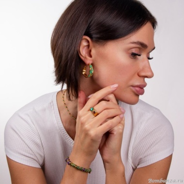 Серьги Moon Paris, полукольца, с цветной эмалью, Mo-22.10-095 бирюзовый Серьги Moon Paris, полукольца, с цветной эмалью, Mo-22.10-095 бирюзовый