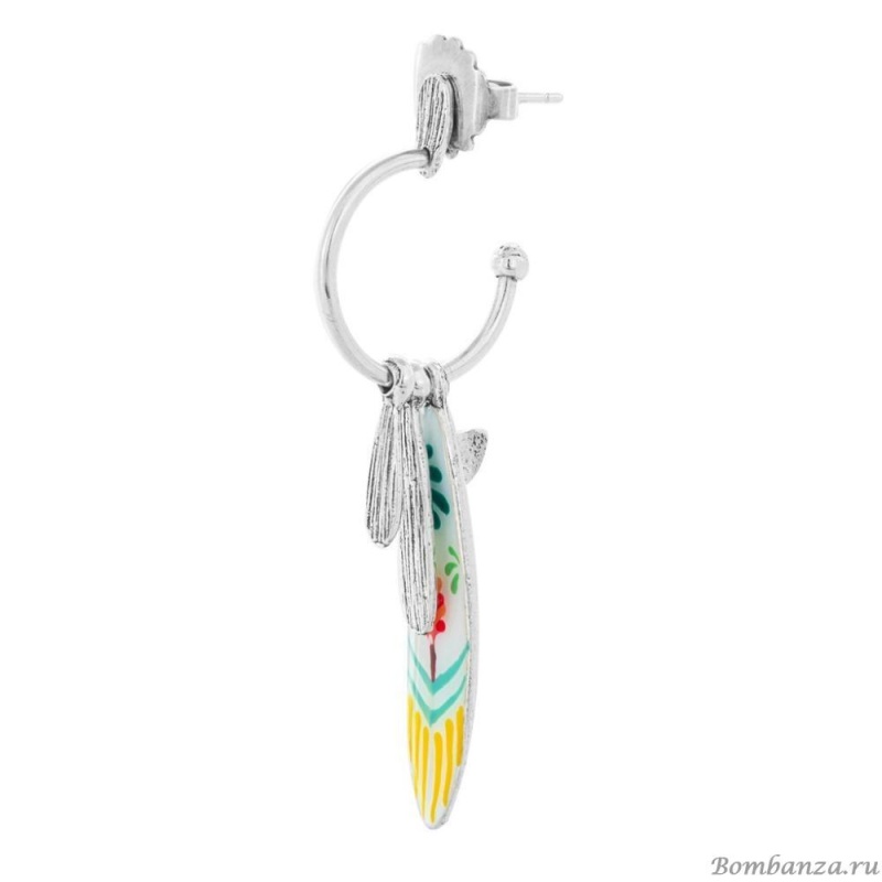 Серьги Taratata, La vague, полукольца, серебристые с цветной эмалью, TT-E20-03915-10M