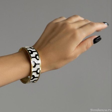 Браслет Francesca Bianchi, кафф, с эмалью, FB25.2-LAS5 белый, 5,5см