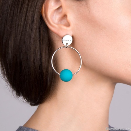 Серьги Nuance, с подвесками-кольцами, NFN-21.10-042 бирюзовый
