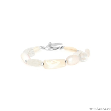 Браслет Nature Bijoux, Les Cyclades, жемчуг, горный хрусталь, ракушка, NB25.2-13-44251 белый