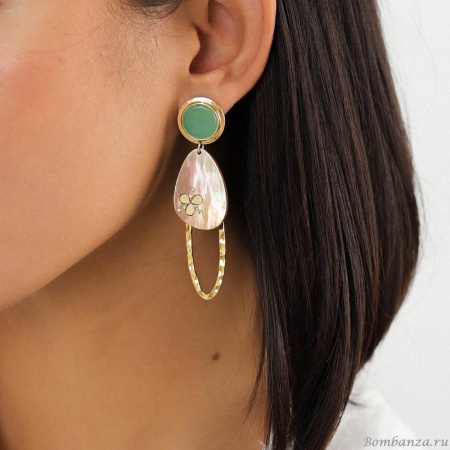 Серьги Franck Herval, Colombine, авантюрин, перламутр,кристаллы Swarovski, FH24.1-12-68766 золотистый
