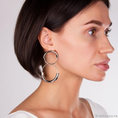 Серьги Moon Paris, Ringo, с подвесками-кольцами, MR-22.03-091 серебристый Серьги Moon Paris, Ringo, с подвесками-кольцами, MR-22.03-091 серебристый