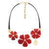Колье Nature Bijoux, Hibiscus, кожаное, с перламутром и цветами из рога, NB25.1-15-43390 красный
