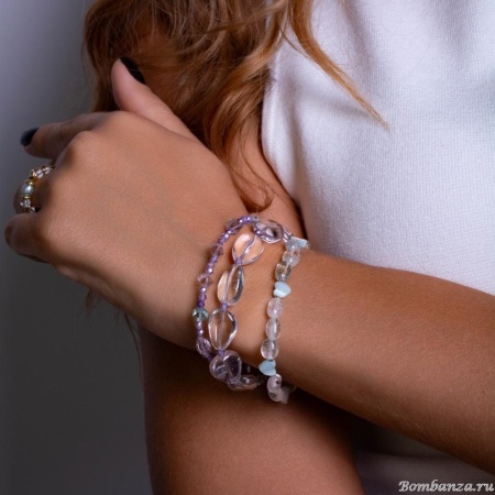 Браслет Lanzerotti, Ispirazione, аметист, флюорит, кварц, перламутр, LZ-24.10-401 сиреневый
