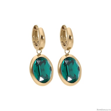 Серьги Qudo, Creole TIVOLA small G emerald, 310522 G/G Серьги Qudo, Creole TIVOLA small G emerald, 310522 G/G