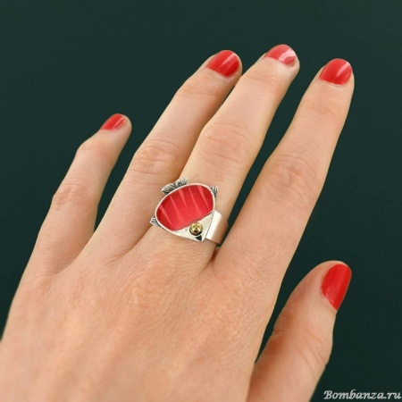 Кольцо TARATATA, Sushi, разъемное, со смолой и бусинами, TT-T25-06406-103 красный