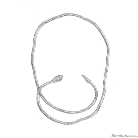 Браслет-колье Moon Paris, в форме змеи, с кристаллами, Mo-Y24.11-077 серый Браслет-колье Moon Paris, в форме змеи, с кристаллами, Mo-Y24.11-077 серый