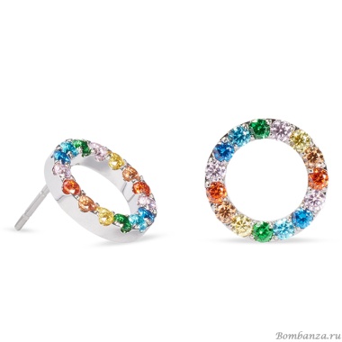 Серьги Coeur de Lion, Multicolor Silver, 2057/21-1517 Серьги Coeur de Lion, Multicolor Silver, 2057/21-1517