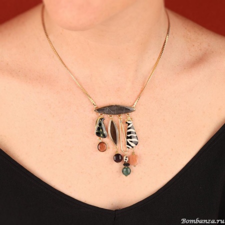 Колье TARATATA, Zebra, песчаник, гелиолит, тигровый глаз, яшма, TT-H25-04107-20M золотистый Колье TARATATA, Zebra, песчаник, гелиолит, тигровый глаз, яшма, TT-H25-04107-20M золотистый