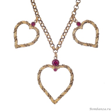 Колье Celeste G, с сердцами и кристаллами Swarovski, CS25.1-2041 красный