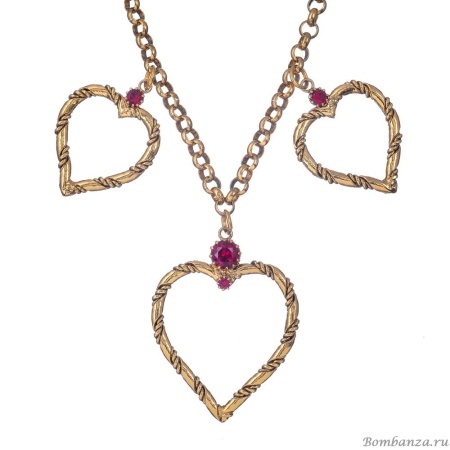 Колье Celeste G, с сердцами и кристаллами Swarovski, CS25.1-2041 красный