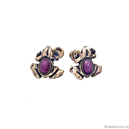 Серьги Alcozer&J, в виде лягушки с рубином, AL2406-RANA38R золотистый