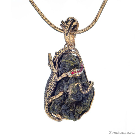 Колье Alcozer&J, пренит, гранат, кристаллы Swarovski, AL2406-C148BJ24 золотистый