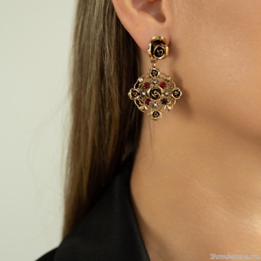 Серьги Celeste G, с кристаллами Swarovski и фианитами, CS25.1-1907 красный