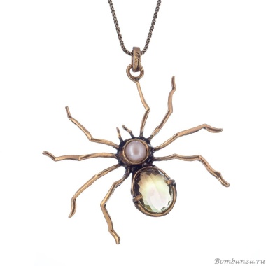 Колье Alcozer&J, паук с раухтопазом и жемчугом, AL2312-C148GU золотистый