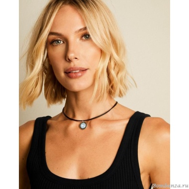 Колье VIDDA, Sweet, кожаное, с кристаллом Swarovski, VD25.2-01868 синий