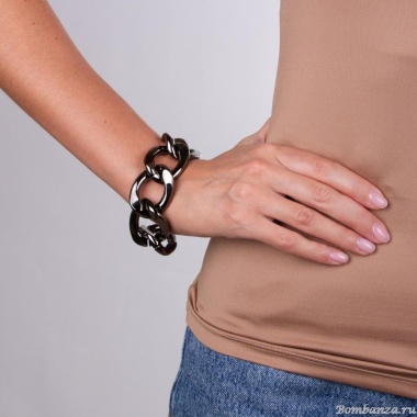 Браслет Moon Paris, Ringo, с крупными звеньями, MR-22.03-072 черный Браслет Moon Paris, Ringo, с крупными звеньями, MR-22.03-072 черный